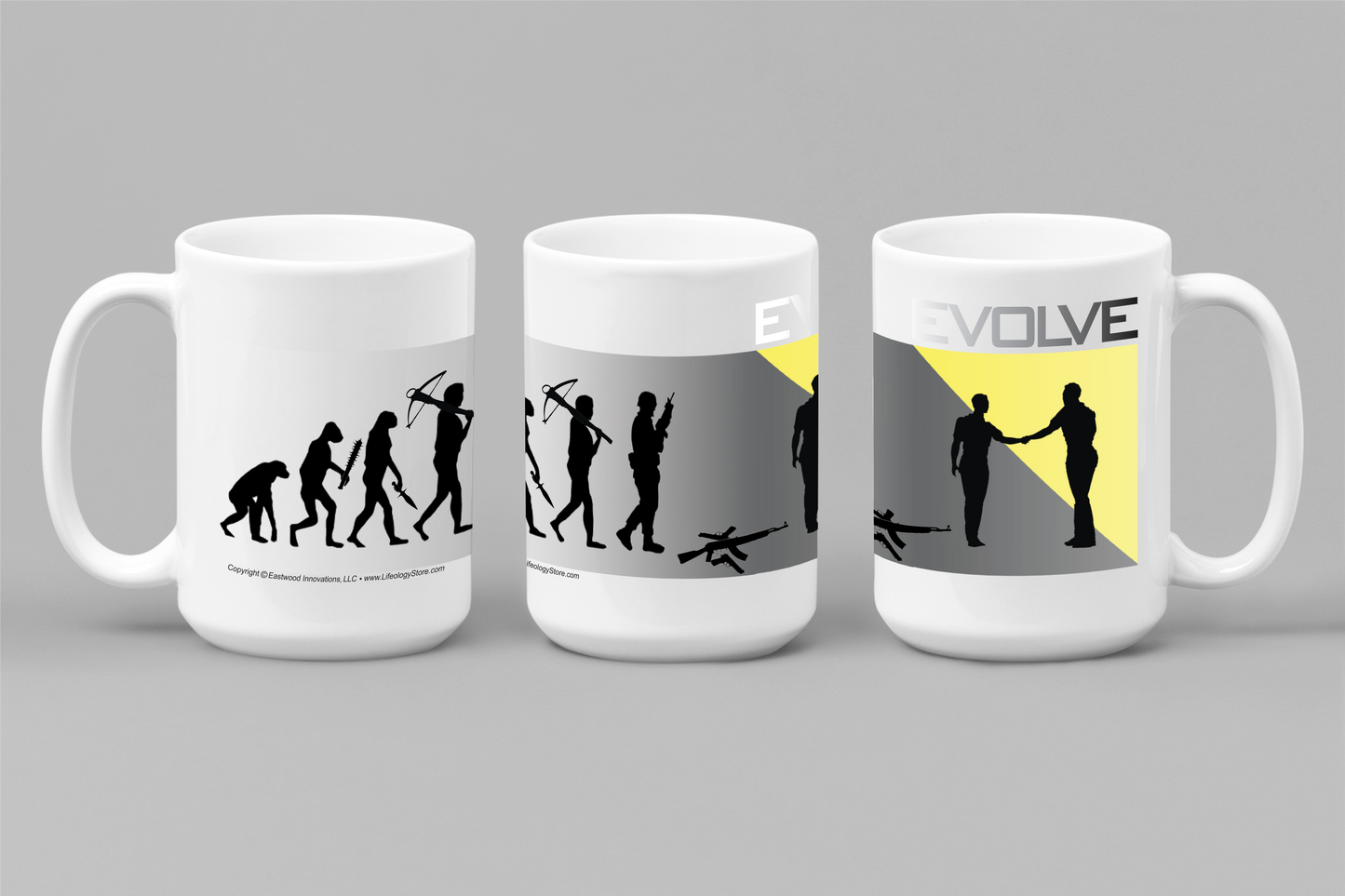 EVOLVE Mug W/Gray Fade • LH • White
